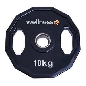 Anilha Poliuretano Furacao Olímpica 12 Faces com Pegada 10kg Wellness - WK016
