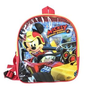 DISNEY MOCHILINHA - MICKEY MOUSE SOBRE RODAS - COM LIVRO PARA COLORIR, CARIMBO, ADESIVOS, LAPIS DE COR E AQUARELA