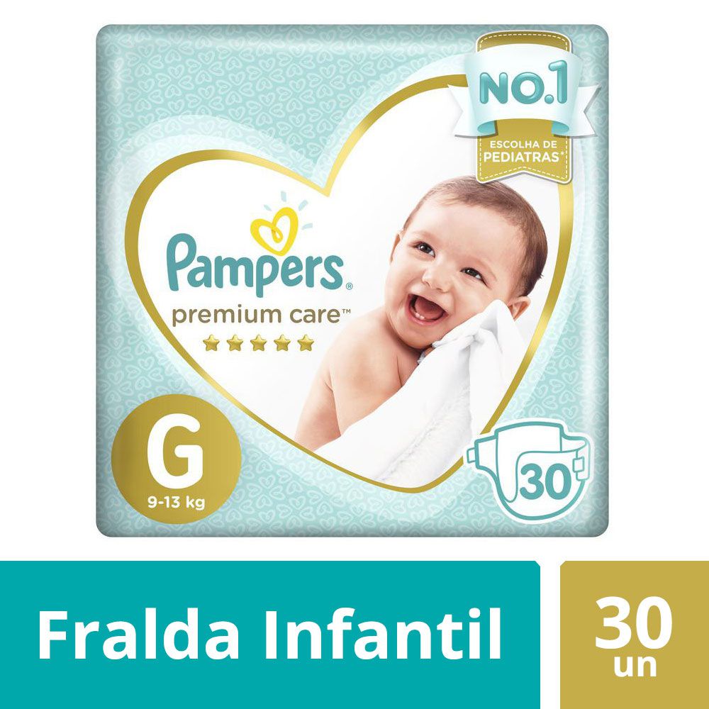 FRALDA PAMPERS PREMIUM CARE G 30UN