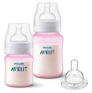 KIT MAMADEIRA AVENT ANTI COLICA 125/260ML+BICO N4 ROSA