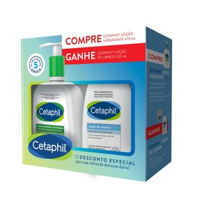 KIT CETAPHIL LOÇAO HIDRATANTE 473ML + LOÇAO DE LIMPEZA 120ML