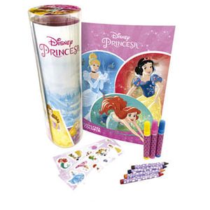 DISNEY TUBO HISTORIAS E COLORIR - PRINCESAS COM CANETINHA, ADESIVOS E GIZ DE CERA
