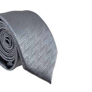 Gravata Slim Jacquard Prata Zigue-Zague