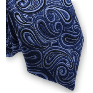 Gravata Slim Cashmere Azul Com Detalhes Em Azul Claro