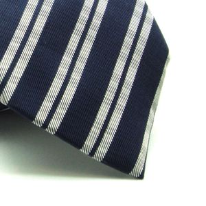 GRAVATA  JACQUARD  TRADICIONAL 8CM SEDA MARINHO LISTRAS PRATAS