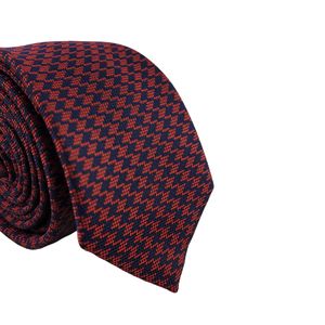 Gravata Slim Jacquard Poliéster Vermelho E Marinho Zigue-Zague