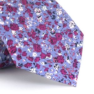 Gravata Estampada Em Seda Floral Liberty Lilás E Pink