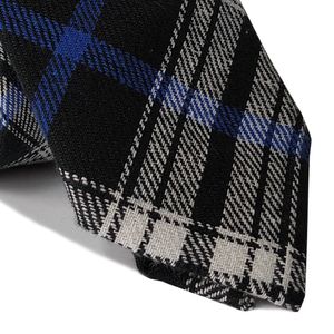 Gravata Slim Flanela Xadrez Preta, Azul E Branca