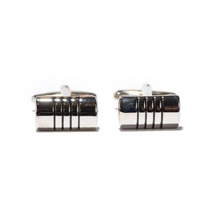 Abotoadura Metal Retangular Com Detalhe