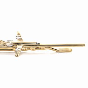 Prendedor De Gravata Dourado Com Detalhe Em Forma De Avião