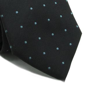 Gravata Tradicional Em Poliéster Preto Com Bolinhas Azul Claro