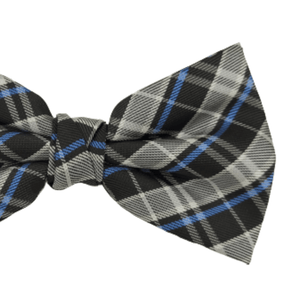 Gravata Borboleta Xadrez Poliester Azul, Preto e Cinza
