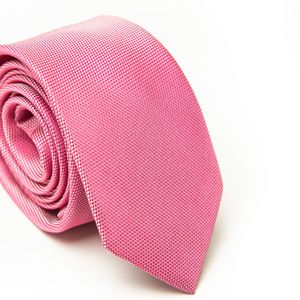 Gravata Slim Rosa Com Detalhes Branco