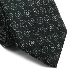 Gravata Tradicional Em Poliéster Preto Com Estampa Branca