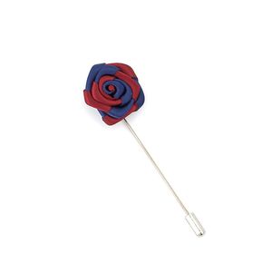 Pino De Lapela Azul Marinho Com Detalhes Vermelho Formato De Flor Rosa