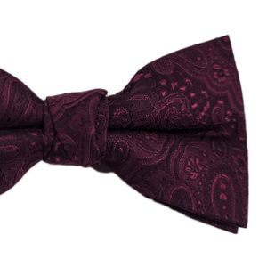 Gravata Borboleta Com Desenho Cashmere Em Poliéster Vinho