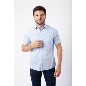 Camisa Manga Curta Custom com Bolso Azul Clara