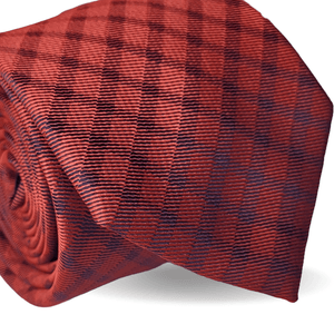 GRAVATA TRADICIONAL POLIÉSTER JACGUARD XADREZ VERMELHO E AZUL