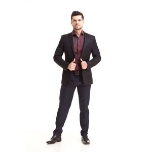 Paletó camelo slim fit super 100 Preto