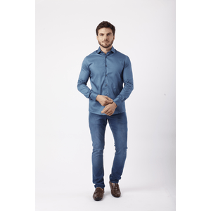 Camisa camelo slim fit ml fio 60/70 Azul