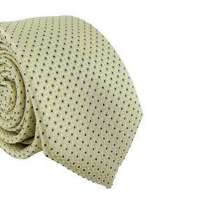 Gravata Slim Jacquard Poliéster Amarela Com Bolinhas
