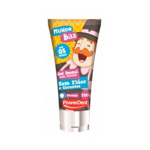 GEL DENTAL POWERDENT MUNDO BITA SEM FLUOR E CORANTE 100G