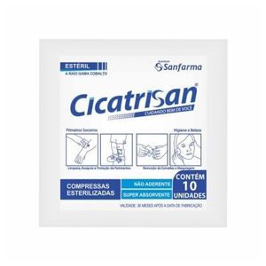 COMPRESSA DE GAZE CICATRISAN ESTERIL 10UN