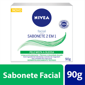 NIVEA SABONETE FACIAL 2EM1 PELE MISTA A OLEOSA 90G