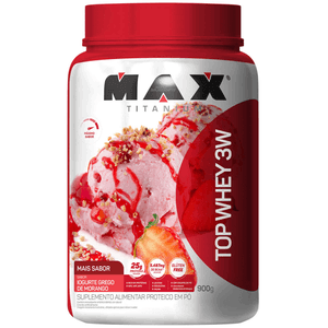 TOP WHEY + SABOR MAX TITANIUM IOGURTE GREGO MORANGO 900G