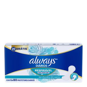 PROTETOR DIARIO ALWAYS SEM PERFUME RESPIRAVEL 80UN