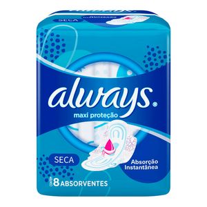 ABSORVENTE ALWAYS MAXI PROTEÇAO COBERTURA SECA COM ABAS 8UN