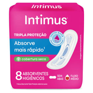 ABSORVENTE INTIMUS TRIPLA PROTEÇAO COBERTURA SECA SEM ABAS 8