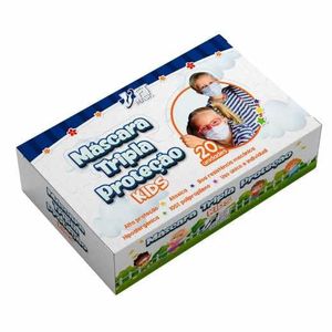 MASCARA DESCARTAVEL FT MASK KIDS AZUL 20UN