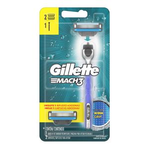 APARELHO GILLETTE MACH3 REGULAR AQUA GRIP 2CARGAS