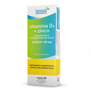 VITAMINA D3 BIOLAB 2.000UI+ ZINCO 20MG 30CAP