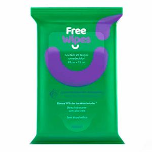 LENÇO UMEDECIDO FREE WIPES ANTISSEPTICO 20UN