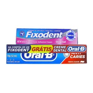 FIXODENT ORIGINAL CREME ADESIVO PARA DENTADURA 39G GRATIS CR