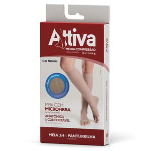 MEIA 3/4 ATTIVA MEDIA COMPRESSAO FEMININA PONTEIRA ABERTA P