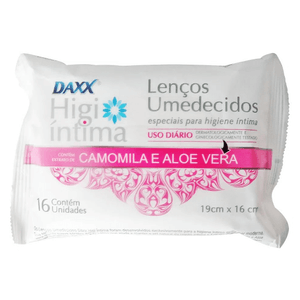 LENÇO UMEDECIDO DAXX CAMOMILA E ALOE VERA HIGIENE INTIMA 16U