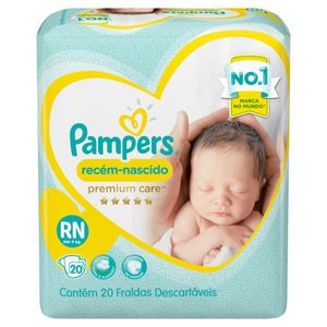 FRALDA PAMPERS PREMIUM CARE RECEM NASCIDO RN ATE 4KG 20UN