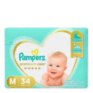 FRALDA PAMPERS PREMIUM CARE M 34UN