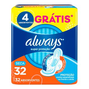 ABSORVENTE ALWAYS SUPER PROTEÇAO COBERTURA SECA COM ABAS 32U