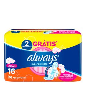 ABSORVENTE ALWAYS SUPER PROTEÇAO SUAVE COM ABAS 16UN