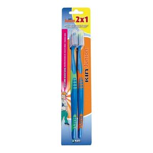 ESCOVA DENTAL INFANTIL KIN JUNIOR 2X1 COM PROTETOR DE CERDAS
