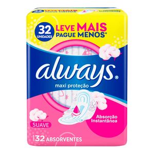 ABSORVENTE ALWAYS MAXI PROTEÇAO COBERTURA SUAVE COM ABAS  32