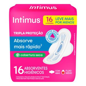 ABSORVENTE INTIMUS GEL NORMAL COBERTURA SECA COM ABAS LEVE16