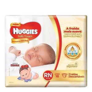 FRALDA HUGGIES TURMA DA MONICA RECEM NASCIDO RN 18UN