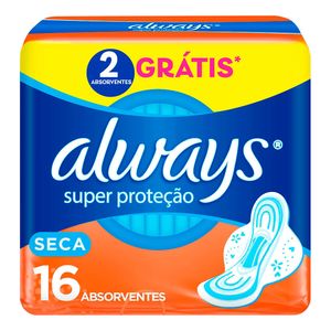 ABSORVENTE ALWAYS SUPER PROTEÇAO MALHA SECA COM ABAS 16UN