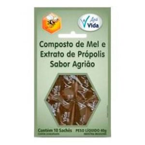 MEL E EXTRATO DE PROPOLIS SABOR AGRIAO APIS VIDA 10SACHES 4G