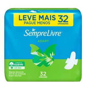 ABSORVENTE SEMPRE LIVRE ADAPT COBERTURA SUAVE COM ABAS 32UN
